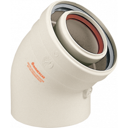 Колено коаксиальное 45 ° 60/100 мм (не конденс.) IM3.010950 Колено коаксиальное 45 ° 60/100 мм (не конденс.) IM3.010950
